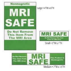 GREEN MRI SAFE LABELS (25PK)