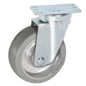 4" SWIVEL CASTER, RUBBER/ALUM