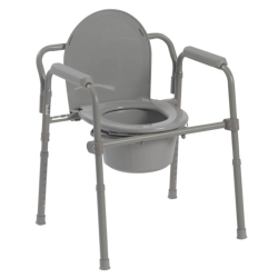 FOLDING STEEL COMMODE, GREY