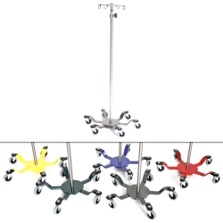 4-HOOK STAINLESS I.V. POLE