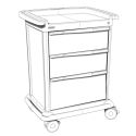3 DRAWERS MED SUPPLY CART