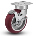 8" SWIVEL CASTER W/BRAKE, POLY