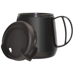WIDE BODY MUG W/ LID-BLACK