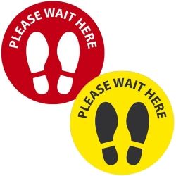 WAIT HERE FOOTPRINT FLOOR SIGN