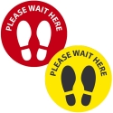 WAIT HERE FOOTPRINT FLOOR SIGN