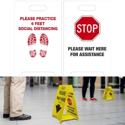DBL-SIDED FLOOR SIGN, WAIT